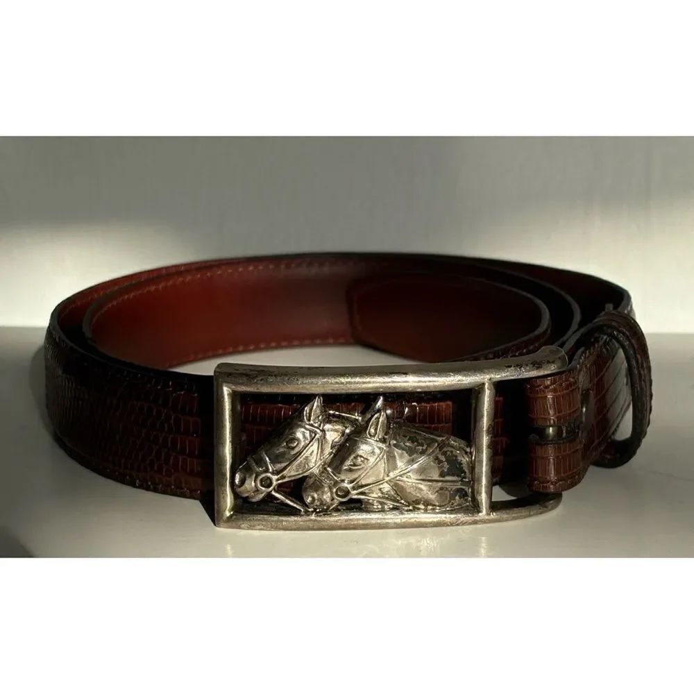 VNT Barry  KIESELSTEIN Sterling HORSES Buckle 
 WITH LIZARD BELT SIZE 2